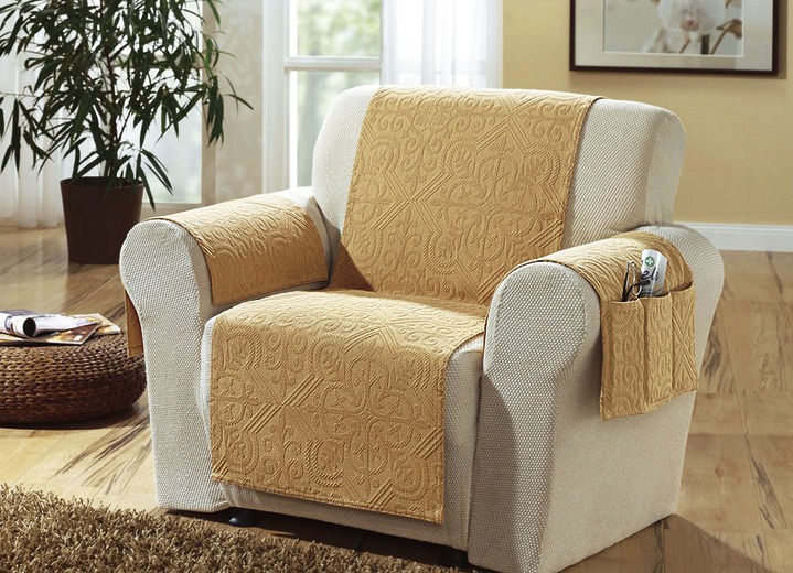 Grand foulards - Woonaccessoires gemaakt van geweven jacquard structuurstof, in Größe 102 (Fauteuilbeschermer, 50 x 200 cm) bis 914 (Sprei, 280 x 210 cm), in Farbe ZAND Ansicht 1