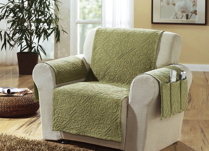Grand foulards - Woonaccessoires gemaakt van uitvoerig geweven jacquard-structuurstof., in Größe 102 (Fauteuilbeschermer, 50 x 200 cm) bis 914 (Sprei, 280 x 210 cm), in Farbe GROEN Ansicht 1