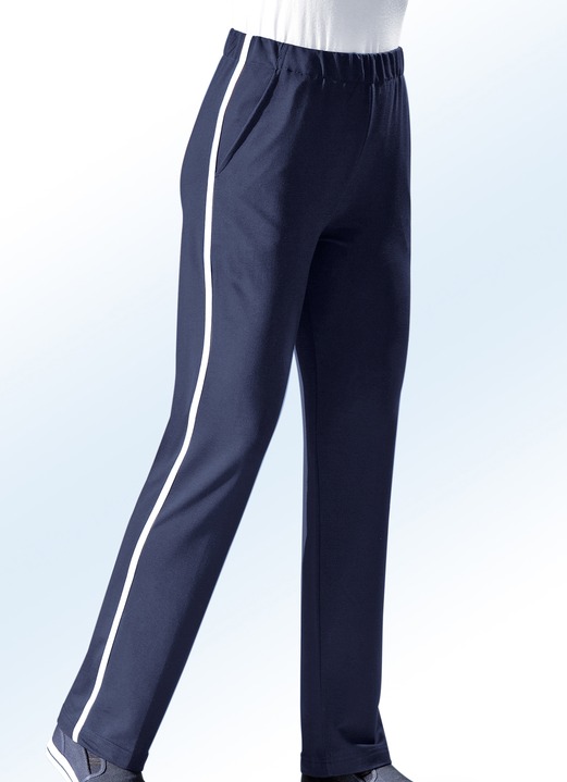 Vrijetijds pantalons - Casual broek in 4 kleuren, in Größe 019 bis 052, in Farbe MARINE Ansicht 1