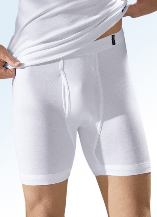 Slips & broeken - Tweedelige fijne ribbroek met gulp, wit, biologisch katoen, in Größe 005 bis 013, in Farbe WIT Ansicht 1