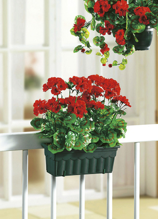 Tuindecoraties - Bedrieglijk echt lijkende geraniums met balkonbakje, in Farbe ROOD Ansicht 1