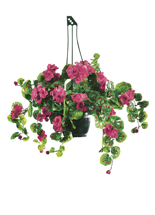 Tuindecoraties - Geranium hangpot met bedrieglijk echt lijkende geraniums, in Farbe ROZE Ansicht 1