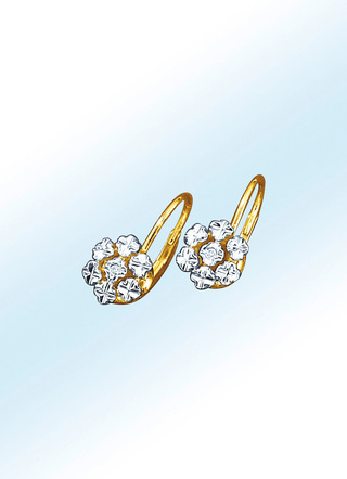 Diamant-oorbellen in bloesemvorm, met 2 loepzuivere briljanten
