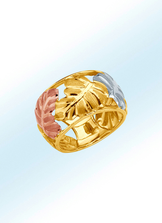 Ringen - Damesring met bladmotief, in Größe 160 bis 220, in Farbe