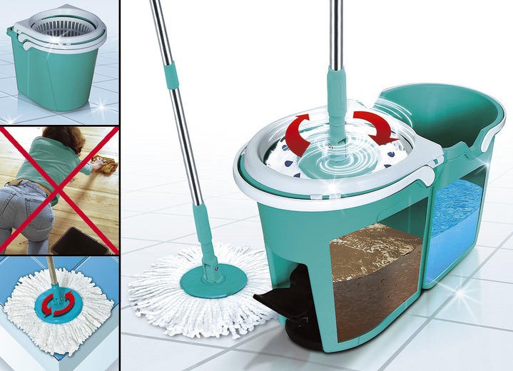 Schoonmaakartikelen & schoonmaakmiddelen - Clever Spin® vloerdweilsysteem, in Farbe TURQUOISE Ansicht 1