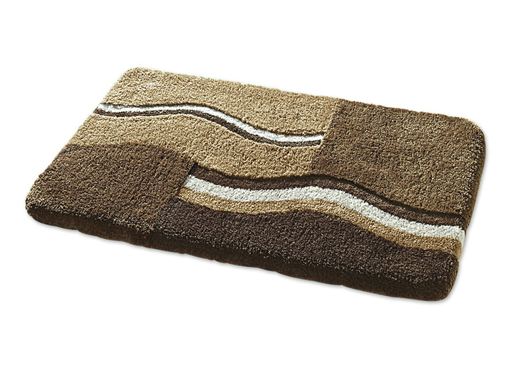 - Badmattenset, geschikt voor droger en vloerverwarming, in Größe 100 (Matje, halfrond 50/80 cm) bis 310 (3-delige voordeelset/hangend toilet), in Farbe BRUIN