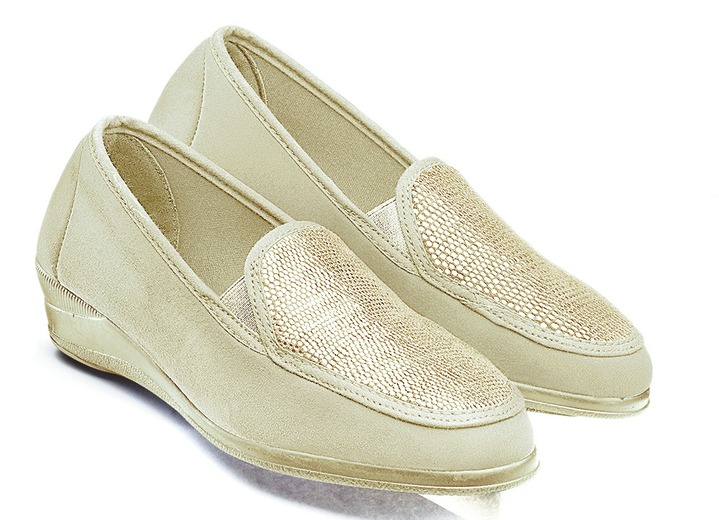 Instappers & veterschoenen - Comfortabele mocassin in elegante krokodillen-look, in Größe 036 bis 042, in Farbe BEIGE Ansicht 1