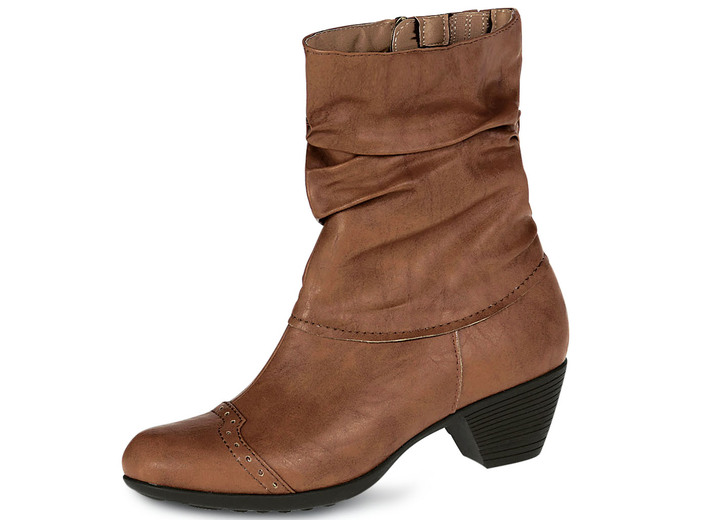 Laarzen & laarsjes - Andrea Conti, modieuze dames enkellaarsjes, winterschoenen, met rits, in Größe 036 bis 042, in Farbe COGNAC Ansicht 1