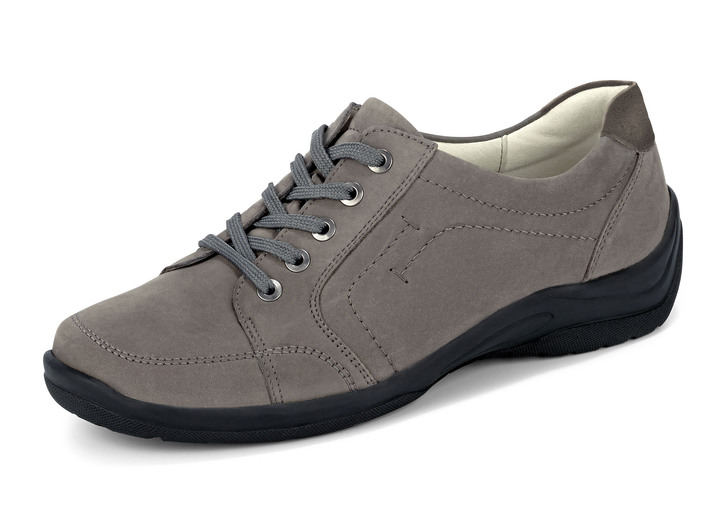 Slipper & Schnürschuhe - Waldläufer, bequeme Damen-Schnürschuhe, Weite H, mit herausnehmbarem Fußbett, in Größe 3 1/2 bis 8, in Farbe STEINGRAU Ansicht 1