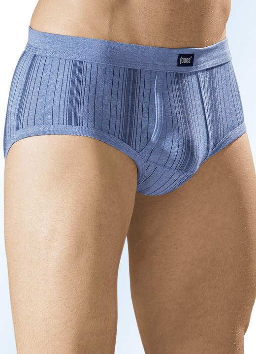 Slips & broeken - Vijfpack fijne ribslips met gulp, in Größe 005 bis 014, in Farbe 3X JEANSBLAUW GEMÊLEERD, 2X LICHTGRIJS GEMÊLEERD