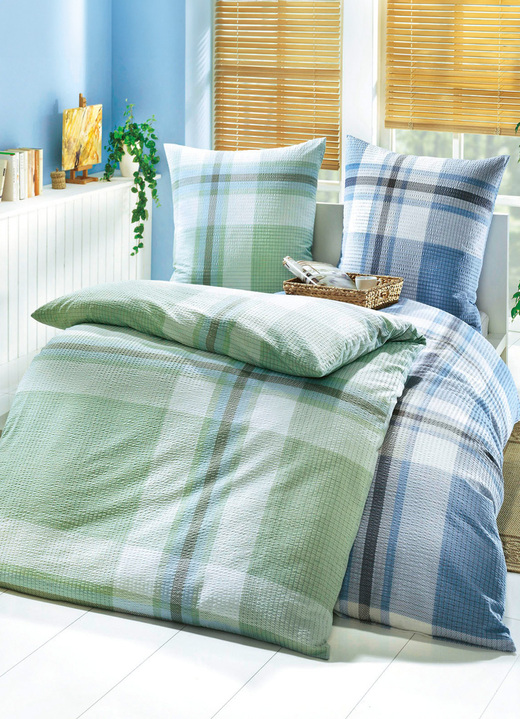 Beddengoed - Strijkvrije beddengoedset van Biberna, in Größe 112 (80/80 cm + 135/200 cm) bis 115 (80/80 cm + 155/220 cm), in Farbe GROEN Ansicht 1