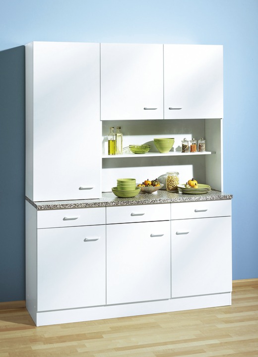 Küchenmöbel - Buffetschrank mit melaminharzbeschichteter Oberfläche, in Farbe WEISS Ansicht 1