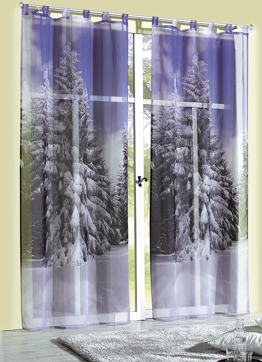 Modern - Gordijn met digitaal gedrukt winterbosmotief, in Größe 365 (H 145 x B 120 cm) bis 572 (H 245 x B 120 cm), in Farbe , in Ausführung Met universeel railscharnier