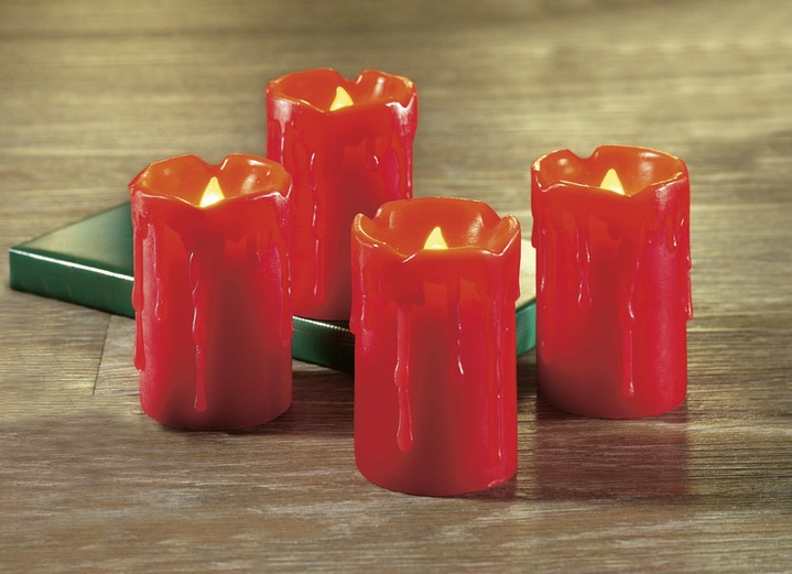 Woonaccessoires - LED-kaarsenset van echte was, in Farbe ROOD