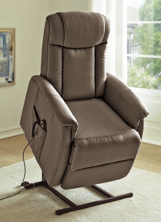 Klassieke meubels - Tv-stoel met motor en opstahulp in verschillende kleuren, in Farbe DONKERBRUIN