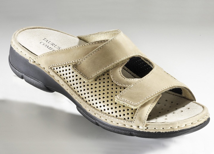 Sandalettes & slippers - 'Taurus' damesschoenen met stretchmateriaal in verschillende uitvoeringen en kleuren, in Größe 036 bis 042, in Farbe BEIGE, in Ausführung Dames open schoenen Ansicht 1
