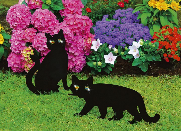 Tuindecoraties - Vogelafschrikkende katten, set van 2, in Farbe ZWART