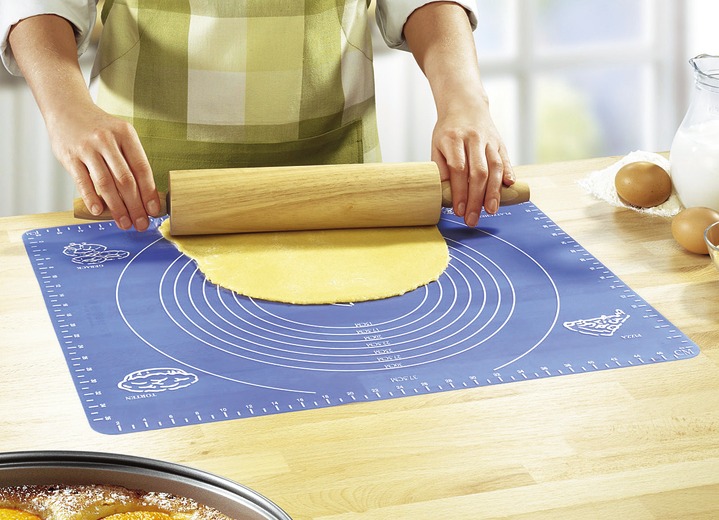 Bakken & dessert  - Oprolmat met maatverdeling, in Farbe BLAUW, in Ausführung Ausrollmatte