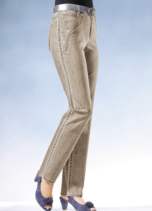 Jeans - Jeans met een bredere tailleband, in Größe 018 bis 092, in Farbe ZAND Ansicht 1