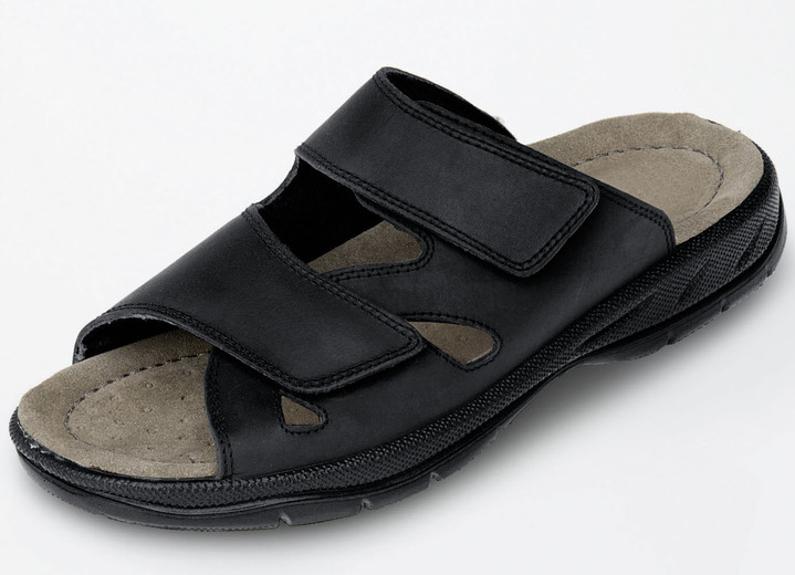 Sandalen & slippers - Muiltjes van grijs rundleer, in Größe 039 bis 046, in Farbe ZWART Ansicht 1