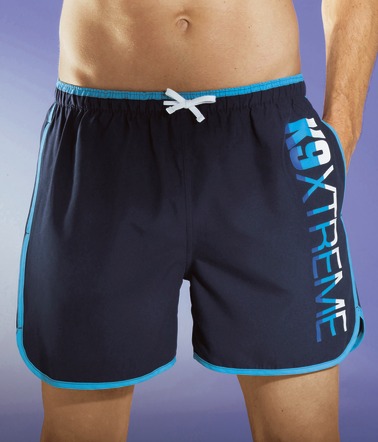 Zwemshorts met paspels en zijdelingse print, microvezel