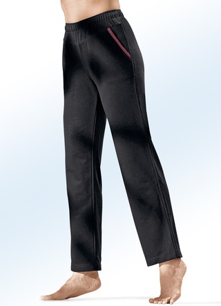 Broek met geborduurde band van glanzend garen