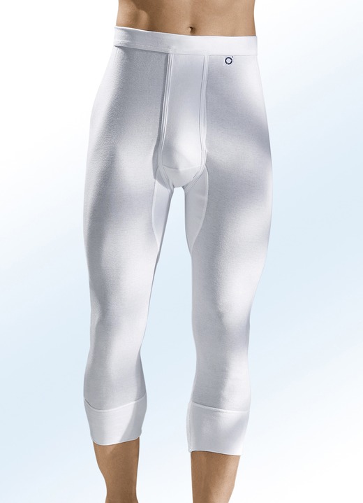 Slips & broeken - Pfeilring twee-pack 3/4-lengte fijn geribbelde onderbroek, wit, in Größe 005 bis 013, in Farbe WIT