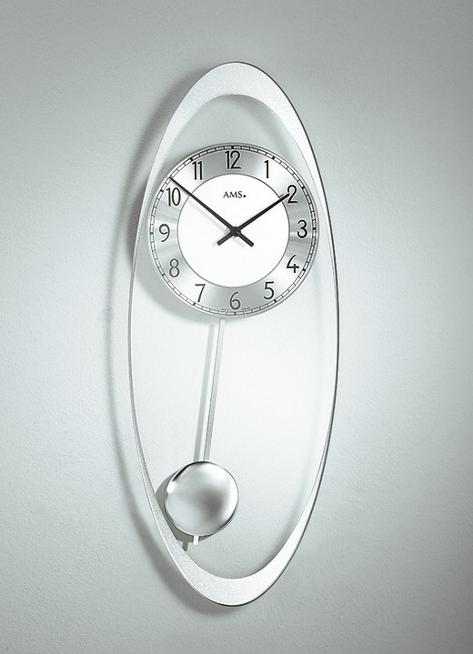 Horloges - Wandklok van hoogwaardig mineraalglas, in Farbe ZILVER Ansicht 1