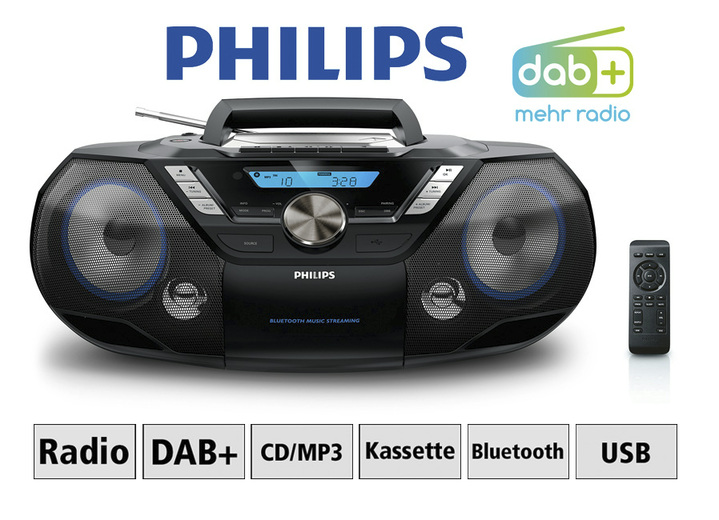 Muziekapparaten - Philips AZB798T cd/cassette/DAB+ radio, in Farbe ZWART Ansicht 1