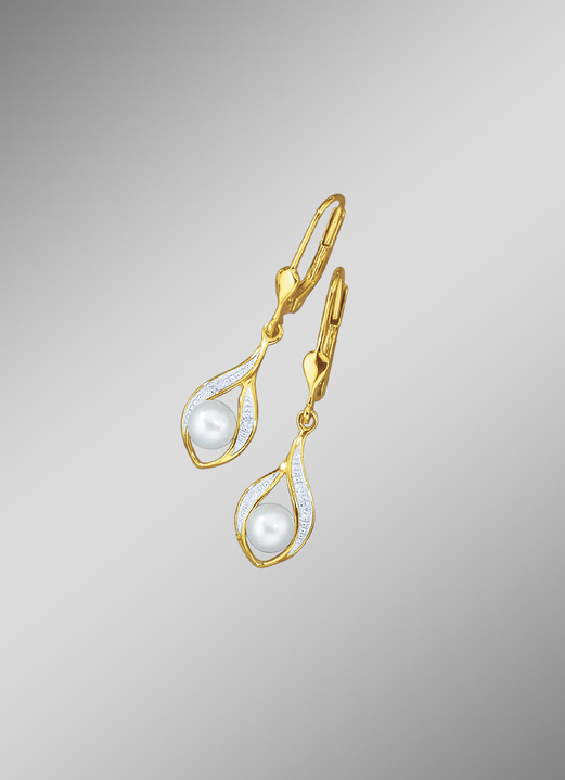 Schmuck & Uhren - Ohrringe mit Süßwasser-Zuchtperlen, in Farbe