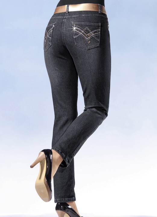 Broeken - Jeans met mooie borduursels, in Größe 020 bis 092, in Farbe ZWART Ansicht 1