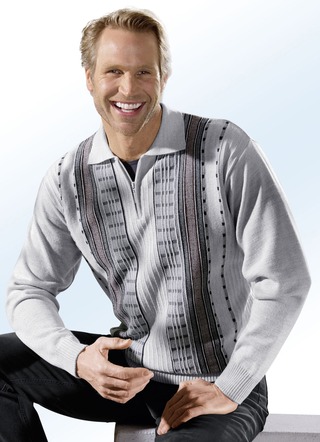 Polopullover met jacquard en structuurdesign