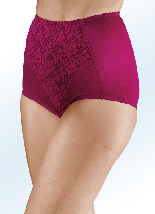 Ondergoed - Set van twee slips met kanten inzetten, in Größe 070 bis 115, in Farbe 1X BORDEAUX, 1X ZWART