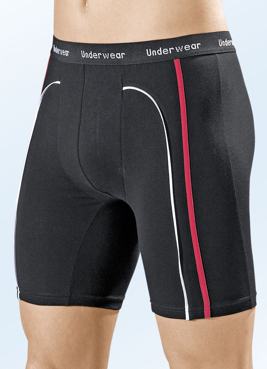 Pants & boxershorts - Set van drie lange broeken van fijne jersey, zwart, in Größe 004 bis 010, in Farbe ZWART