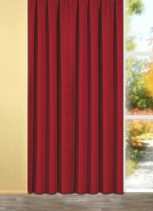 Klassiek - Licht glanzend buitengordijn, in Größe 358 (H 145 x B 140 cm) bis 456 (H 245 x B 140 cm), in Farbe ROOD, in Ausführung met universeel railscharnier Ansicht 1