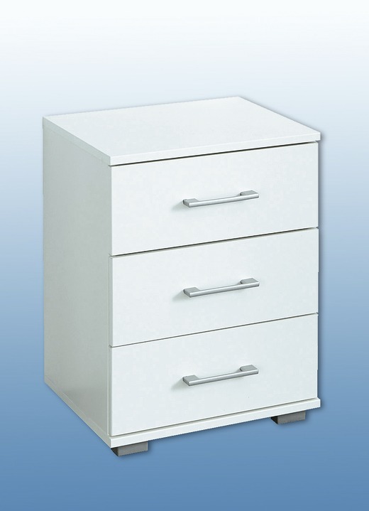 Kleinmöbel - Nachttisch in hochwertiger, stabiler Ausführung, in Farbe WEISS, in Ausführung Nachttisch mit 2 Schubladen Ansicht 1