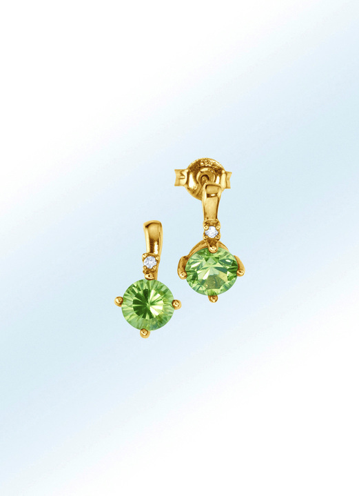Oorbellen - Oorbellen met peridoot en diamanten, in Farbe