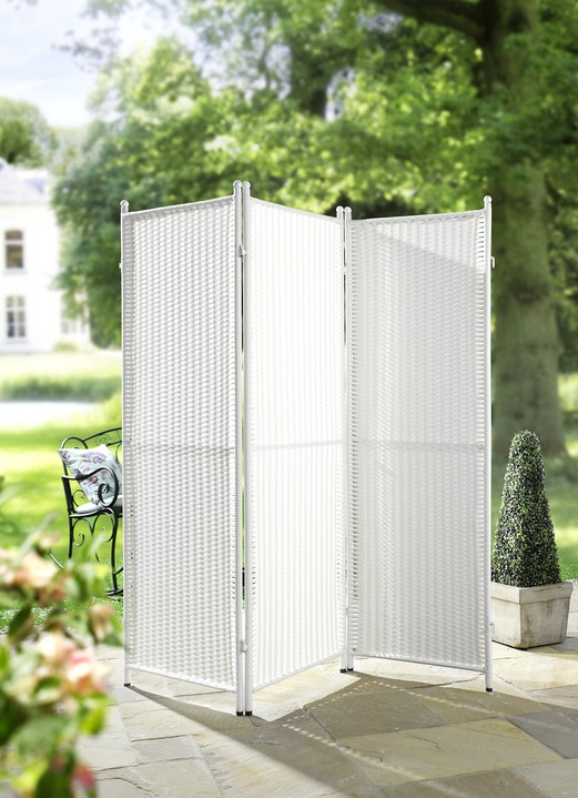 Tuin - Weerbestendig windscherm met stabiel stalen frame, in Farbe WIT Ansicht 1