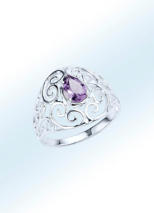 - Damenring mit echtem Amethyst, in Größe 160 bis 220, in Farbe