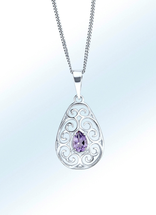 - Kettinghanger met schakelketting en echte amethyst, in Farbe