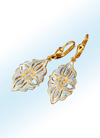 Oorbellen met diamanten in bloemenmotief
