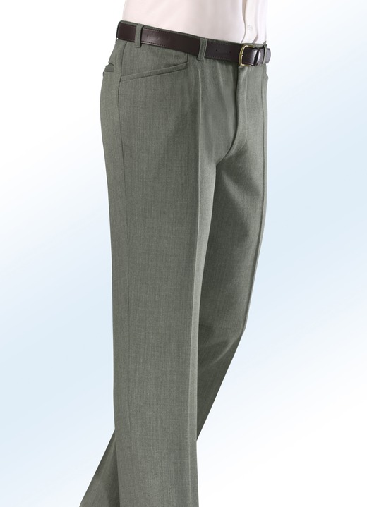 - Klaus Modelle-broek met deels elastische riem in 4 kleuren, in Größe 025 bis 060, in Farbe OLIJF GEMÊLEERD