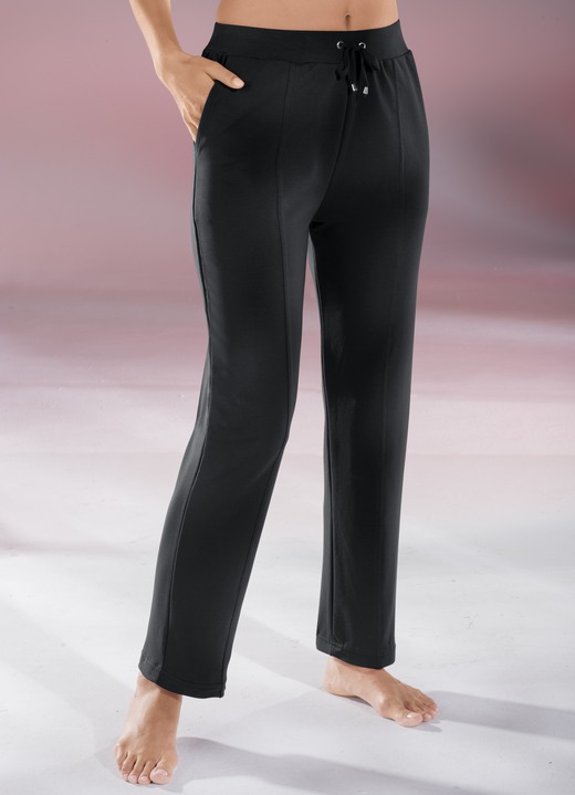 Broeken - Comfortabele broek met brede elastische tailleband, in Größe 018 bis 056, in Farbe ZWART Ansicht 1