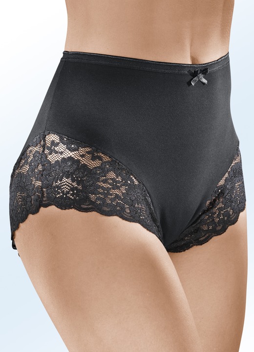 Slips - Set van drie slips met elastische kant, in Größe 036 bis 052, in Farbe ZWART Ansicht 1