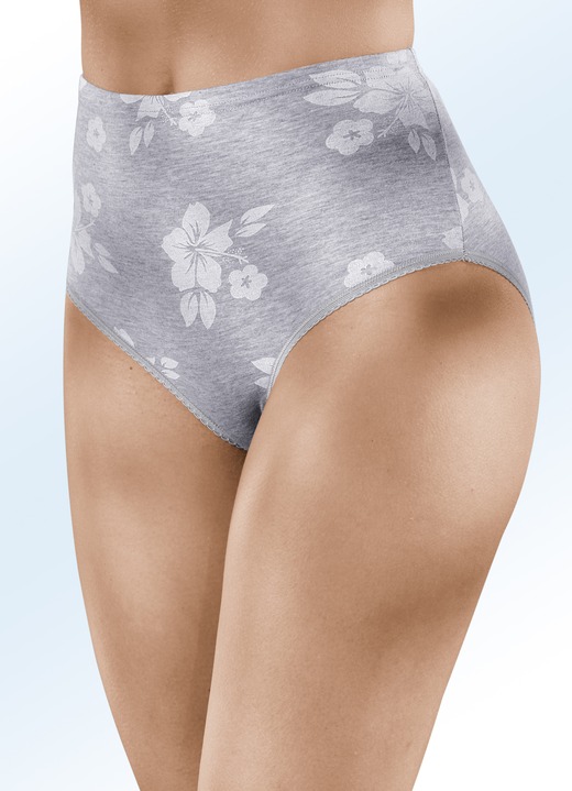 - Set van vier slips met elastische band, in Größe 038 bis 054, in Farbe GRIJS GEMÊLEERD-WIT