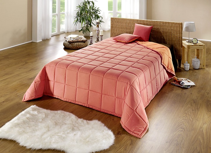 Spreien - Sprei met geruite quilting en lintbinding, in Größe 873 (voor eenpersoonsbed, 140 x 210 cm ) bis 924 (2 kussenslopen, 50 x 50 cm), in Farbe TERRA Ansicht 1