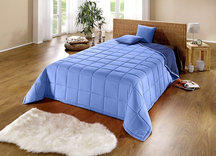 Spreien - Sprei met geruite quilting en lintbinding, in Größe 873 (voor eenpersoonsbed, 140 x 210 cm ) bis 924 (2 kussenslopen, 50 x 50 cm), in Farbe BLAUW Ansicht 1