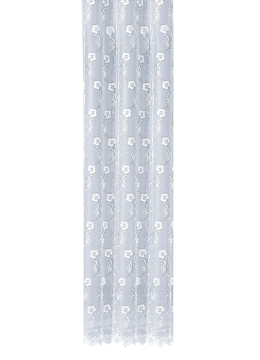 - Gordijnen in verschillende uitvoeringen, in Größe 160 (Store ‘Bloemen‘, H 145 x B 300 cm) bis 298 (Gordijn ‚Bloemen‘, H 245 x B 600 cm), in Farbe WIT