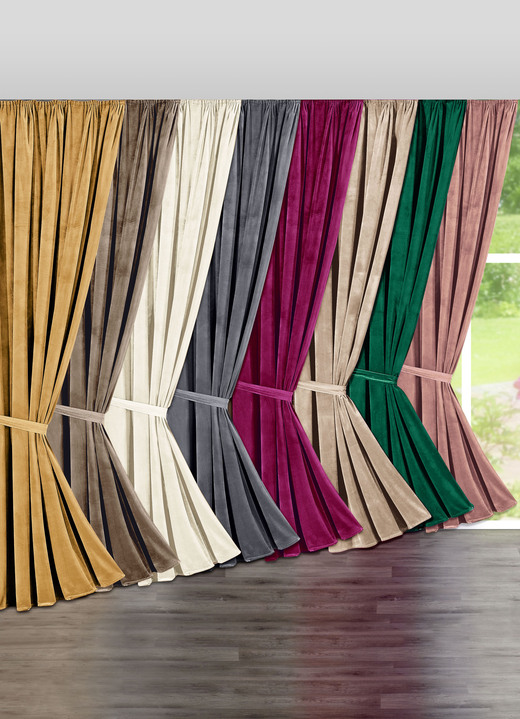 Klassiek - Verduisteringsgordijn met sierlijke optische look, in Größe 364 (H 150 x B 135 cm) bis 899 (embrasse, set van 2, 80 cm), in Farbe BEIGE