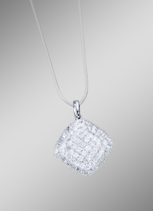 Hangers - Kettinghanger met diamanten en baguette-diamanten, in Farbe
